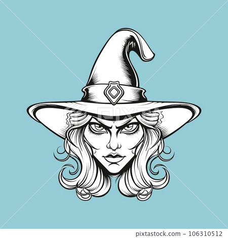 Wizard girl Hat and on Blue vector illustration Wizard girl Hat and on Blue vector illustration 106310512