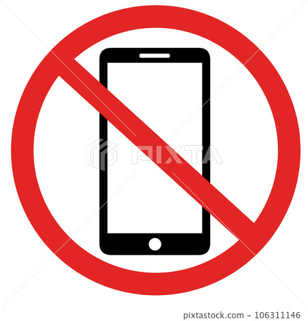 A simple illustration of a smartphone with a prohibition mark A simple illustration of a smartphone with a prohibition mark 106311146