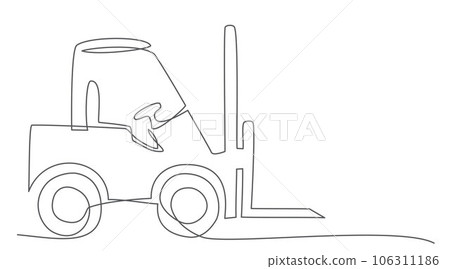Forklift One line drawing isolated on white background 106311186