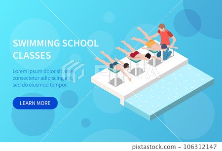 Swimming School Classes Horizontal Banner 106312147