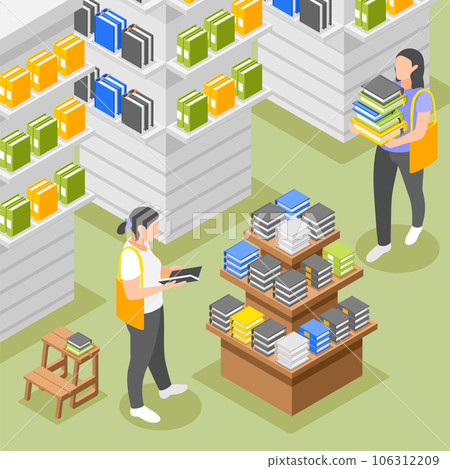 Book Store Isometric Background Book Store Isometric Background 106312209