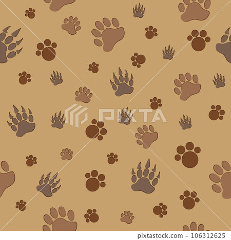 Bear paw pattern seamless vector on brown background , animal pattern seamless 106312625