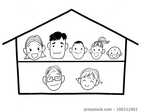 Illustration of a two-family house line drawing 106312901
