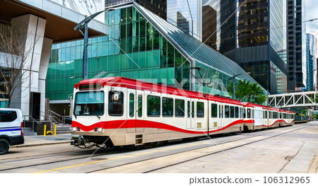 Light rail rapid transit tram in downtown Calgary - Alberta, Canada Light rail rapid transit tram in downtown Calgary - Alberta, Canada 106312965