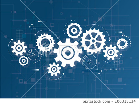 Abstract gear wheel mechanism background. Machine technology. Vector illustration 106313134