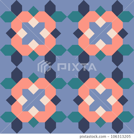 Colorful flower geometry pattern seamless vector on blue background Colorful flower geometry pattern seamless vector on blue background 106313205