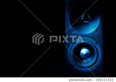 Multimedia acoustic sound speakers with blue neon lighting Multimedia acoustic sound speakers with blue neon lighting 106313383