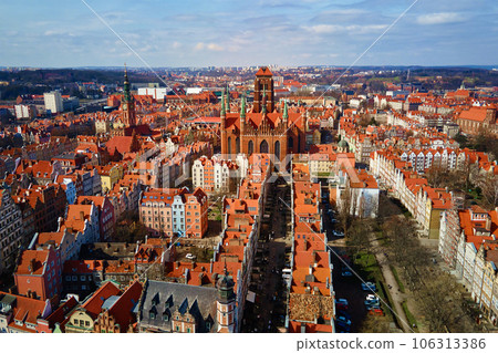 Aerial view of Gdansk city in Poland. 106313386