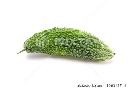 Bitter melon or bitter gourd isolated on white background. copy space. 106313744