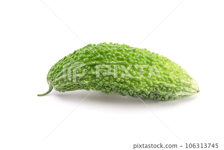 Bitter melon or bitter gourd isolated on white background. copy space. 106313745