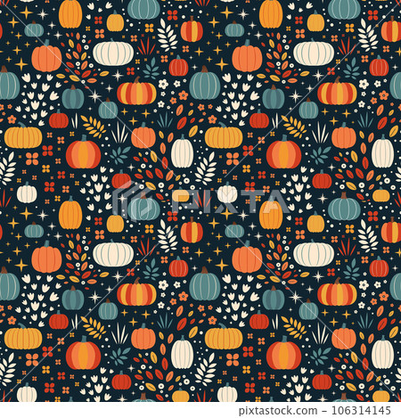 Autumn Harvest Pattern with Different Pumpkins 106314145