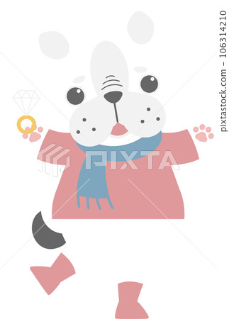 happy valentine's day with dog holding diamond ring, love concept, flat png transparent element character design happy valentine's day with dog holding diamond ring, love concept, flat png transparent element character design 106314210