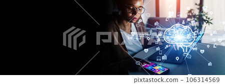 Horizontal visual for AI / artificial intelligence banners / advertisements 106314569