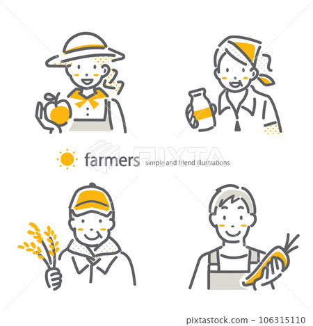 各種農民簡單時尚的線條畫插圖 各種農民簡單時尚的線條畫插圖 106315110