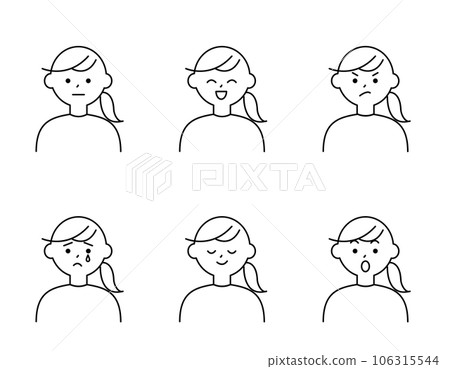 Simple people with different facial expressions One knot Simple people with different facial expressions One knot 106315544