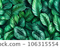Tropical Calathea leaves background. Generative AI. 106315554