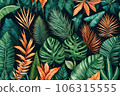 Tropical exotic leaves background. Generative AI. 106315555