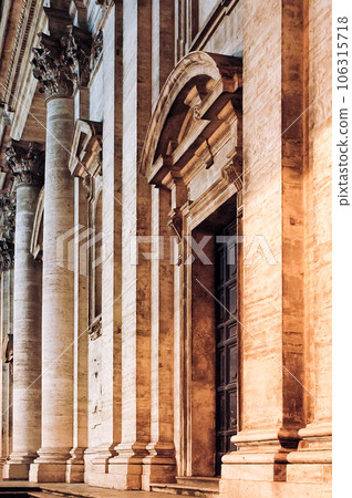 Church of Saint Ignatius of Loyola in Rome. Facade detail. Church of Saint Ignatius of Loyola in Rome. Facade detail. 106315718
