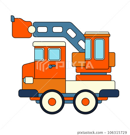 Color vector icon with toys car. Engaging and interactive toys that spark creativity and imagination. Designed for kids. Encourage playtime and ignite the joy of discovery with popular children's toys 106315729