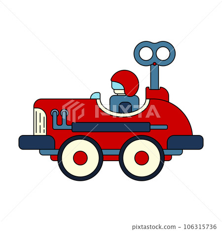 Color vector icon with toys car. Engaging and interactive toys that spark creativity and imagination. Designed for kids. Encourage playtime and ignite the joy of discovery with popular children's toys 106315736