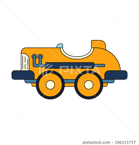 Color vector icon with toys car. Engaging and interactive toys that spark creativity and imagination. Designed for kids. Encourage playtime and ignite the joy of discovery with popular children's toys 106315737
