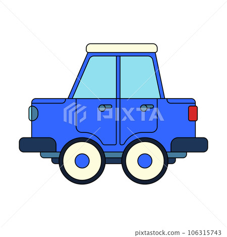 Color vector icon with toys car. Engaging and interactive toys that spark creativity and imagination. Designed for kids. Encourage playtime and ignite the joy of discovery with popular children's toys 106315743