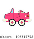 Color vector icon with toys car. Engaging and interactive toys that spark creativity and imagination. Designed for kids. Encourage playtime and ignite the joy of discovery with popular children's toys 106315758