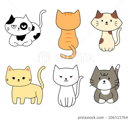 Cute cat doodle handdrawn cartoon for element, illustration, decoration, sticker, note 106315764