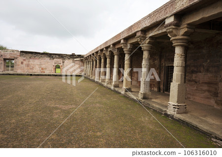 Pillars of Dilawar Khan's Mosque, situated in the fort, built by Sultan Ghiyasuddin Khilji,  Mandu, Madhya Pradesh, India 106316010