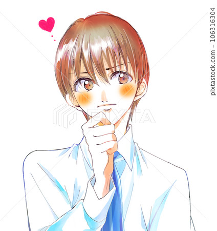 戀愛中的男性商務人士辦公室職員手托下巴 戀愛中的男性商務人士辦公室職員手托下巴 106316304