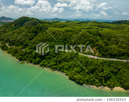 Aerial view of beautiful sea in summer season landscape view sea background 106316503