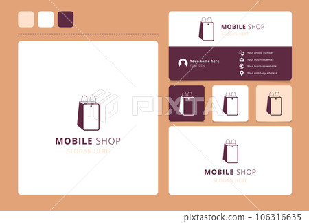 Mobile shop logo design with editable slogan. Branding book and business card template. 106316635
