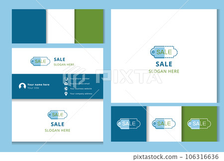 Sale logo design with editable slogan. Branding book and business card template. Sale logo design with editable slogan. Branding book and business card template. 106316636