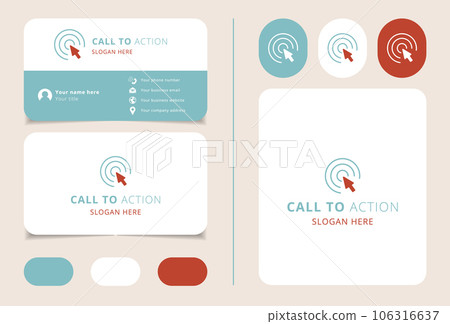 Call to action logo design with editable slogan. Branding book and business card template. 106316637