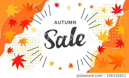 秋葉圖像，秋季銷售矢量背景插畫素材 106316831