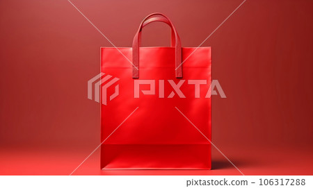 Mock up of a red paper shopping bag isolated on