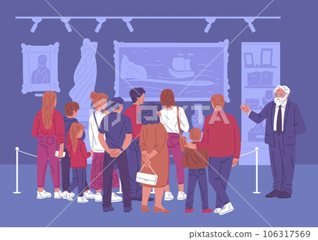 Many people listen to guide's story about exposition flat style 106317569