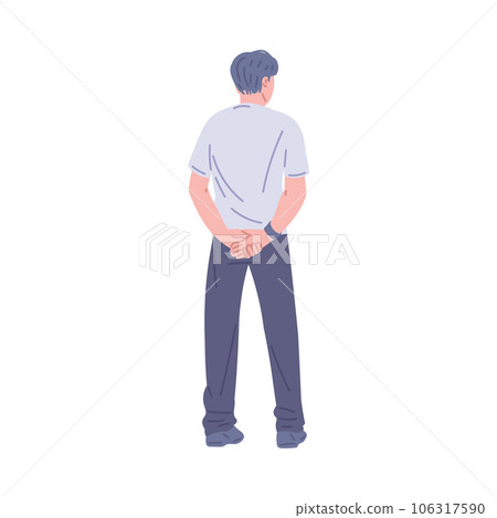 Man looking forward, view from behind, flat vector illustration isolated on white background. 106317590