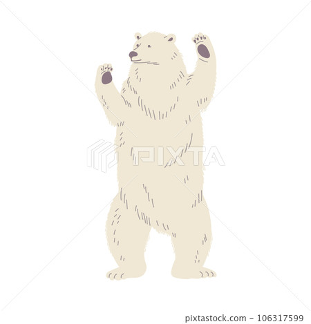 Big polar bear stands on hind legs flat style, vector illustration 106317599