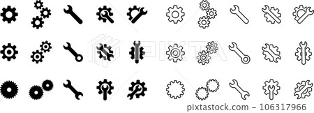 gear and spanner icon set 106317966