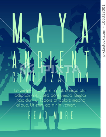 Maya ancient civilization poster template, flat vector illustration. Maya ancient civilization poster template, flat vector illustration. 106318001