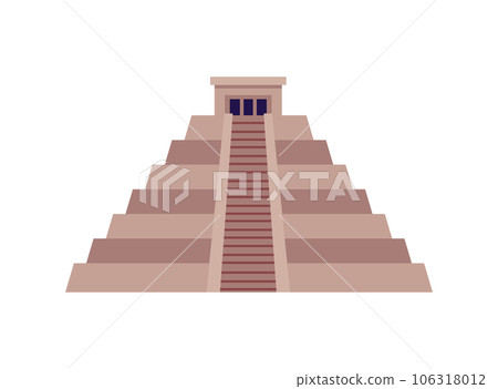 Maya civilization pyramid, flat vector illustration isolated on white background. 106318012