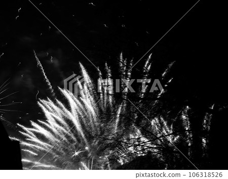 Burst colorful fireworks in night dark sky Burst colorful fireworks in night dark sky 106318526