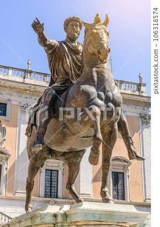 Equestrian statue of Marcus Aurelius in the Campidoglio, Rome Equestrian statue of Marcus Aurelius in the Campidoglio, Rome 106318574