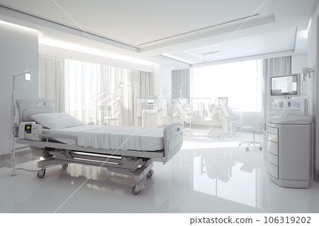 Hospital room with beds and comfortable medical equipped 106319202