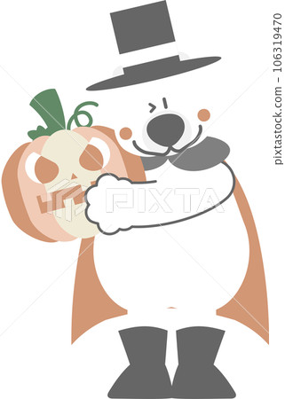 happy halloween holiday festival with cute polar bear and pumpkin, flat png cartoon character transparent element design 106319470