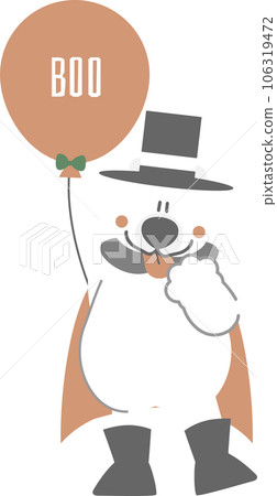 happy halloween holiday festival with cute stick out tongue polar bear and balloon, flat png cartoon character transparent element design 106319472