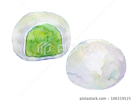 Watercolor illustration Matcha Daifuku or Zunda Daifuku 106319525