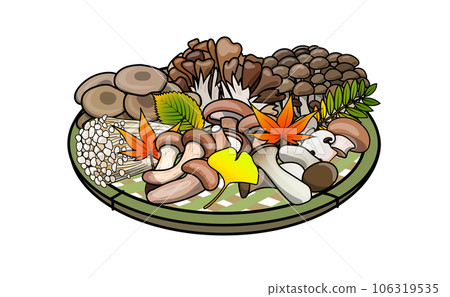 Autumn mushroom set basket illustration material 106319535