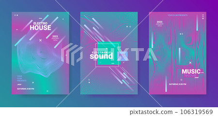 Abstract Music Posters Set. Electronic Dance Flyer. Vector Dj 106319569